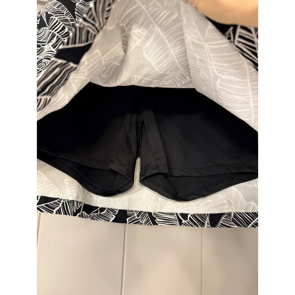 Rafaella Womens Black White‎ Tropical Leaf Print Skort Size S/CH